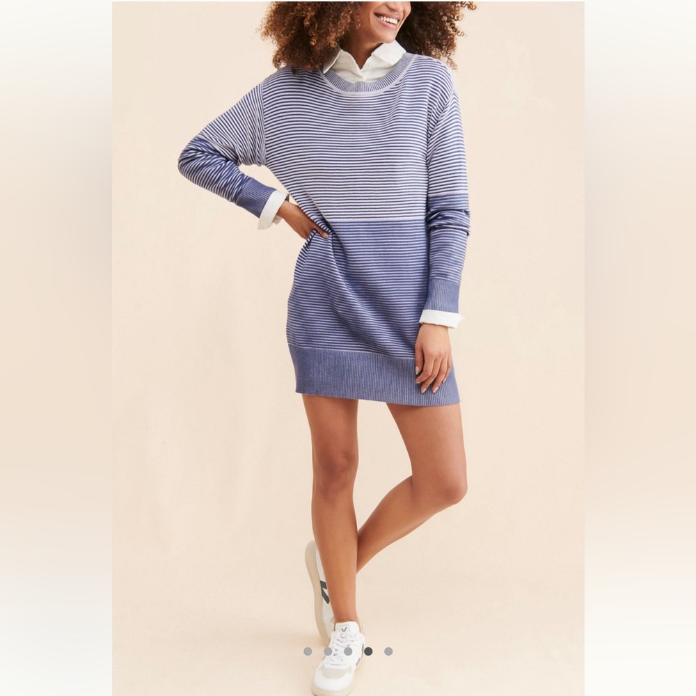 Anthropologie Striped Blue and White Mini Dress